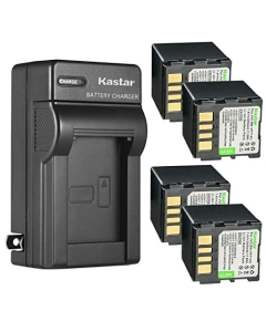 Kastar 4-Pack Battery and AC Wall Charger Replacement for JVC GZ-MG20US GZ-MG21 GZ-MG21AA GZ-MG21AC GZ-MG21AH GZ-MG21E GZ-MG21EK GZ-MG21EX GZ-MG21EY GZ-MG21ZEZ GZ-MG21U GZ-MG21US GZ-MG22 GZ-MG22AG