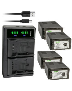 Kastar 4-Pack VW-VBG6 Battery and LTD2 USB Charger Replacement for Panasonic AG-AC130AEJ, AG-AC130AP, AG-AC160, AG-AC160A, AG-AC160AEJ, AG-AC160AP, AG-HMC40, AG-HMC43, AG-HMC45A, AG-HMC70, AG-HMC70U