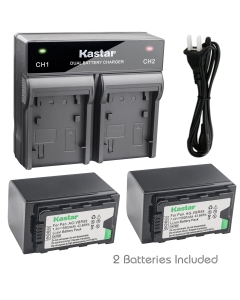 Kastar 2X Battery + Fast Dual Charger for Panasonic AG-VBR59 AG-VBR89G AG-VBR118G and AG-DVX200PJ AG-3DA1 (3DA1E) AG-AC8 AC8EJ AG-AC8PJ AG-AC30 AG-DVC30 HC-X1000 HC-X1 HDC-Z10000 (Z10000GK, Z10000P)