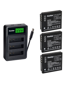 Kastar 3-Pack Battery with LZD3 USB Triple Charger Compatible with Panasonic CGA-S005 Kodak LB-080 Samsung IA-BH125C Ricoh DB-60 DB-65 Sigma BP-41 Pentax D-Li106 Leica BP-DC4 Fujifilm NP-70 Camera