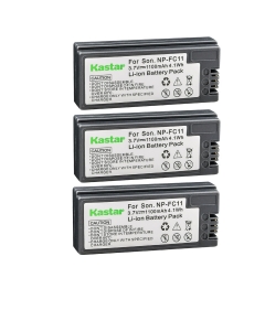 Kastar 3-Pack NP-FC11 Battery 3.7V 1100mAh Replacement for Sony NP-FC11 NP-FC10 Battery, Sony BC-VC10 Charger, Sony Cybershot DSC-P8L, Cybershot DSC-P9 Camera
