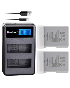 Kastar Battery (X2) & LCD Dual Slim Charger for EN-EL14a, EN-EL14, ENEL14A, ENEL14 & Coolpix P7000 P7100 P7700 P7800, D3100, D3200, D3300, D3400, D5100, D5200, D5300 DSLR, Df DSLR, D5600