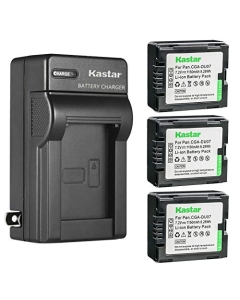 Kastar 3-Pack Battery and AC Wall Charger Replacement for Panasonic PV-GS39, PV-GS50, PV-GS55, PV-GS59, PV-GS65, PV-GS70, PV-GS75, PV-GS80, PV-GS83, PV-GS85, PV-GS120, PV-GS150, PV-GS180, PV-GS200