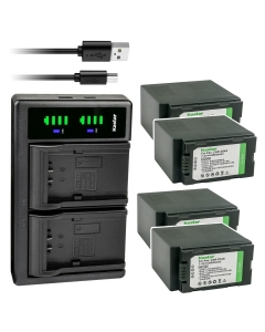 Kastar 4-Pack CGA-D54 Battery and LTD2 USB Charger Replacement for Panasonic CGR-D54SE/1B, CGR-D54SE/1H, CGR-D54Pro, CGP-D54, CGP-D54S, VW-VBD29 VW-VBD55, CGA-D54, CGA-D54S, CGA-D54SE, CGA-D54SE/1B