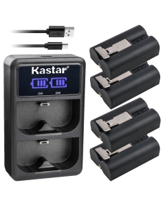 Kastar V4 Battery (4-Pack) and LCD Dual USB Charger Compatible with Ring V4, 8AB1S7 Battery, Ring Doorbell 2, Video Doorbell 2/3, Door View Cam, Spotlight Cam V4
