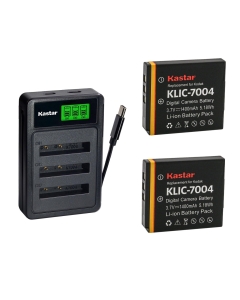 Kastar 2-Pack Battery with LZD3 USB Triple Charger Compatible with Kodak KLIC-7004, EasyShare M1033 M1093 M2008 V1073 V1233 V1253 V1273, PlaySport PlayTouch Zi8 Zi10 Zi12 Zx3 Cameras