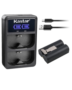 Kastar V4 Battery (1-Pack) and LCD Dual USB Charger Compatible with Ring V4, 8AB1S7 Battery, Ring Doorbell 2, Video Doorbell 2/3, Door View Cam, Spotlight Cam V4