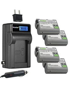 Kastar 4-Pack EN-EL15a Battery and LCD AC Charger Compatible with Nikon Z 7 Q3, Z7Q3, 1 V1, D500, D600, D610, D750, D780, D800, D800E, D810, D810A, D850, D7000, D7100, D7200, D7500 Cameras
