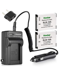 Kastar Battery (X2) & Travel Charger Kit for Samsung SLB-10A, EA-SLB10A and Samsung EX2F HZ15W SL202 SL420 SL620 SL820 WB150F WB250 WB250F WB350F WB750 W800 WB800F WB850F WB1100F Digital Camera + More