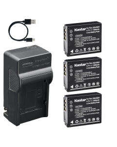 Kastar 3-Pack Battery and AC & USB-C Charger, Compatible with Panasonic CGA-S007 CGR-S007 DMW-BCD10 Batteries and Lumix DMC-TZ1 TZ2 TZ3 TZ4 TZ5 TZ11 TZ15 TZ50 Cameras