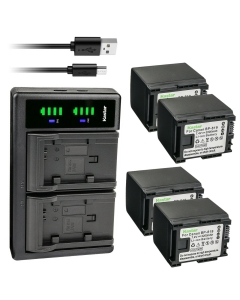 Kastar 4-Pack Battery and LTD2 USB Charger Replacement for Canon VIXIA HF M46 HFM46, VIXIA HF M400 HFM400, VIXIA HF M406 HFM406, VIXIA HF S10 HFS10, VIXIA HF S11 HFS11, VIXIA HF S20 HFS20