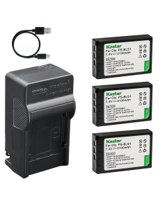 Kastar 3-Pack Battery and AC & USB-C Charger, Compatible with Olympus BLS-1 PS-BLS1, for E-410 E-420 E-620 E-P3 E-PL1 E-PL3 E-PM1 Camera