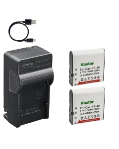 Kastar 2-Pack Battery and AC & USB-C Charger, Compatible with NP-40 CNP-40 BC-30L BC-31L for Exilim EX-Z EX-P EX-FC Series and 4K Digital Cameras