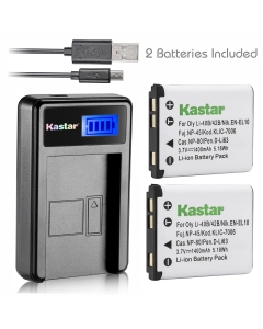 Kastar Battery (X2) & LCD Slim USB Charger for Sanyo Xacti VPC-E1403, VPC-E1500, VPC-E1500TP, VPC-E1600, VPC-E1600TP, VPC-T700, VPC-T850, VPC-T1060, VPC-T1284, VPC-T1495, VPC-T1496, VPC-TP1000 Cameras