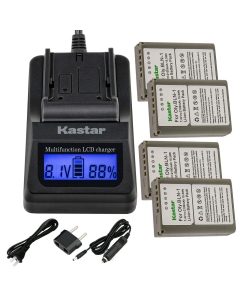 Kastar 4Pack Battery and LCD Fast Charger with USB Output Compatible with Olympus BLN-1 BLN1 Battery, Olympus BCN-1 BCN1 Charger, Olympus M-D E-M1, OM-D E-M5, OM-D E-M5 Mark II, PEN E-P5, PEN-F Camera