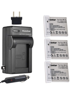 Kastar Battery (3-Pack) and Charger Kit for Canon NB-4L, CB-2LV work with Canon PowerShot SD40, SD30, SD200, SD300, SD400, SD430, SD450, SD600, SD630, SD750, SD780 IS, SD940 IS, SD960 IS, SD1000, SD1100 IS, SD1100 IS, SD1400 IS, TX1, ELPH 100 HS, ELPH 300