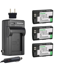 Kastar Charger and Battery 3-Pack for LP-E6 LP-E6N, EOS 60D 60Da EOS 70D XC10, EOS 5D Mark II 5D Mark III 5D Mark IV, EOS 5DS 5DS R, EOS 6D 7D Mark II, BG-E14 BG-E13 BG-E11 BG-E9 BG-E7 BG-E6