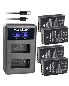 Kastar 4-Pack EN-EL20 Battery and LED2 USB Charger Compatible with Nikon 1 J1, Nikon 1 J2, Nikon 1 J3, Nikon 1 S1, Nikon 1 V3, Nikon DL24-500 DSLR Camera