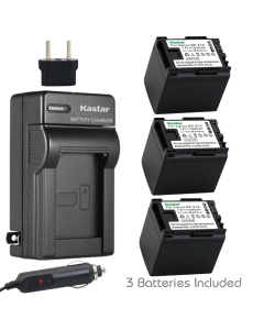 Kastar BP-819 Battery (3X) + Charger for Canon VIXIA HF10, HF11, HF20, HF21, HF100, HF200, HF G10, HF M30, M31, M32, M40, M41, M300, M400, HF S10, S11, HF S20, S21, S30, S100, S200, HG20, HG21, XA13