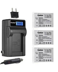 Kastar 3-Pack NB-5L Battery and LCD AC Charger Compatible with Canon NB-5L NB5L, NB-5LH NB5LH, 1135B001 Battery, Canon CB-2LX CB-2LXE Charger, Canon Digital IXUS 860 is, Digital IXUS 870 is Cameras