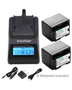 Kastar Ultra Fast Charger(3X faster) Kit and Battery (2-Pack) for Canon BP-727, BP-718, BP-709, CG-700 and Canon VIXIA HF M50, HF M52, HF M500, HF R30, HF R32, HF R40, HF R42, HF R50, HF R52, HF R60, HF R62, HF R300, HF R400, HF R500, HF R600 Cameras [Ove