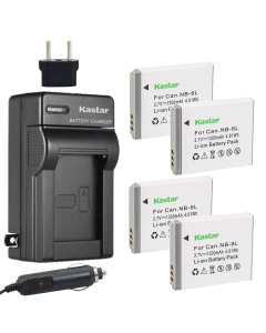 Kastar Battery (3-Pack) and Charger Kit for NB-6L, CB-2LY and Canon PowerShot D20, S90, S95, S120, SD980 is, SD1300 is, SD4000 is, SX170 is, SX260 HS, SX280 HS, SX510 HS, SX600 HS, SX700 HS Cameras