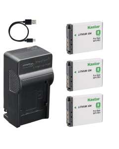 Kastar 3-Pack Battery and AC & USB-C Charger, Compatible with Sony NP-FR1 BC-CS3 for Cyber-Shot DSC-P100 P150 P200 T30 T50 G1 V3 Digital Cameras