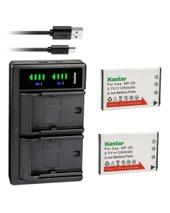 Kastar 2-Pack Battery and LTD2 USB Charger Replacement for Casio NP-20, BC-11L, BC-31L, Exilim EX-Z7, EX-Z8, EX-Z60, EX-Z65, EX-Z70, EX-Z75, EX-Z77 (3.7V 1250mAh, 4.2V 800mA, 5V 2-3A)