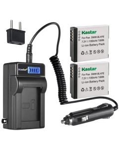 Kastar 2-Pack DMW-BLH7 Battery and LCD AC Charger Compatible with Panasonic DMW-BLH7E DMW-BLH7PP DMW-BLH7GT Battery, DE-A98, DE-A99 Charger, Panasonic DC-GF7 GF8 GF9 GM1 GM5 LX9 LX10 LX15 GX800 GX850