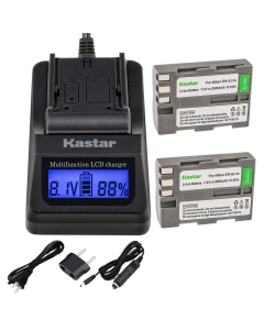 Kastar Ultra Fast Charger(3X Faster) Kit and Battery (2-Pack) for Nik EN-EL3e, EN-EL3a, EN-EL3, MH-18, MH-18a Work with Nik D50, D70, D70s, D80, D90, D100, D200, D300, D300S, D700