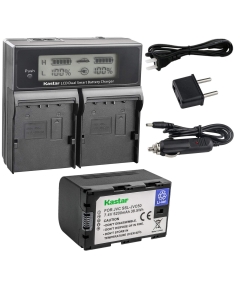 Kastar LCD Dual Smart Fast Charger & Battery (1 Pack) for JVC SSL-JVC50 and JVC GY-HMQ10, GY-LS300, GY-HM200, GY-HM600, GY-HM600E, GY-HM600EC, GY-HM650 Camcorders