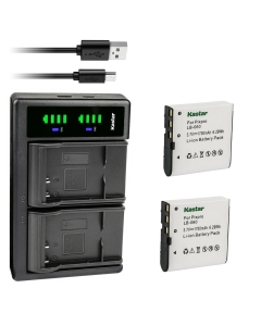 Kastar 2-Pack Battery and LTD2 USB Charger Replacement for Rich DVH Series DVH-R30, DVH-R50, DVH-R55, DVH-566, DVH-566II, DVH-592+, DVH-592II, Pamiel HD Series HD-17A, HD-51B