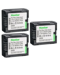 Kastar Battery (3-Pack) Replacement for Panasonic CGA-DU06 CGA-DU07 VW-VBD070 PV-GS31 PV-GS33PV-GS34 PV-GS35 PV-GS39 PV-GS400 PV-GS500 PV-GS50 PV-GS50S PV-GS55, Hitachi DZ-BP7S DZ-BP14S DZ-BP21S