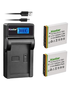 Kastar Battery (X2) & Slim LCD Charger for Kodak KLIC-7001 and Kodak EasyShare M320, M340, M341, M753 Zoom, M763, M853 Zoom, M863, M893 is, M1063, M1073 is, V550, V570, V610, V705, V750 Cameras