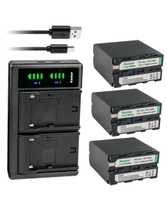 Kastar NP-F990 Battery 3-Pack and LTD2 USB Charger Compatible with Sony MVC-FD91 MVC-FD92 MVC-FD95 MVC-FD97 MVC-FDR1 MVC-FDR3 PBD-D50 PBD-V30 PLM-100 PLM-50 PLM-A35 PLM-A55 Q002-HDR1 GV-A700 Camcorder