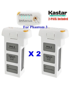 Kastar Intelligent Flight Battery Phantom 3 (2-Pack) High Capacity 4,500 mAh 15.2 V (4 Cells in Serial, 4S)- 24 Minute Flying Time - for The Phantom 3 Professional and Phantom 3 Advance