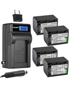 Kastar 4-Pack NP-FV70 Battery and LCD AC Charger Compatible with Sony HDR-PJ650, HDR-PJ670, HDR-PJ710, HDR-PJ740, HDR-PJ760, HDR-PJ780, HDR-PJ790, HDR-PJ810, HDR-PJ820, HDR-PJ820E, HDR-TD10, HDR-TD20