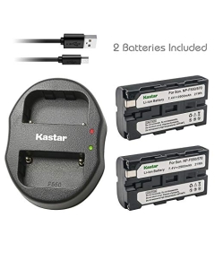 Kastar Battery X2 + Dual USB Charger for Sony NP-F550 NP-F570 NP-F330 and CCD-RV200 SC5 SC9 SC55 TR1 TR215 TR516 TR716 TR818 TR910 TR917 TR940 & LED Video Light or Moniter Backup Battery