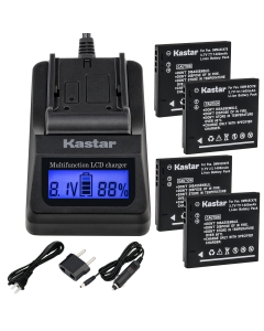 Kastar Charger and Battery 4-Pack for DMW-BCK7 Lumix DMC-FH27 DMC-FP7 DMC-FS22 FS28 FS35 FS37 FS40 FS45 DMC-FT25 DMC-FX77 FX78 FX80 FX90 DMC-S1 S2 S3 S5 DMC-SZ1 SZ5 SZ7 DMC-TS20 SZ25