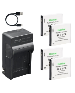 Kastar 4-Pack Battery and AC & USB-C Charger, Compatible with Samsung SLB-07 SLB-07A SLB-07B EA-SLB07 for PL150 PL151 ST45 ST50 ST500 ST550 ST600 TL90 TL100 TL210 TL220