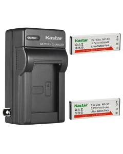 Kastar 2-Pack Battery and AC Wall Charger Replacement for Casio NP-50 CNP-50 CNP50 NP-50DBA Battery, Casio Exilim Hi-Zoom EX-V7, Exilim Hi-Zoom EX-V7SR, Exilim Hi-Zoom EX-V8, Exilim Hi-Zoom EX-V8SR