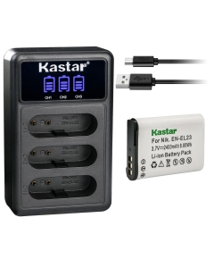 Kastar 1 Pack EN-EL23 Battery and LCD Triple USB Charger Compatible with Nikon Coolpix B700, Coolpix P600, Coolpix P610, Coolpix P610s, Coolpix P900, Coolpix P900s, Coolpix S810c Camera