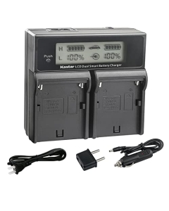 Kastar NP-F980EXP CH04 Dual Fast Charger Compatible with SWIT CM-S75C CM-S75F Teradek Wave Smart Streaming Monitor/Encoder Vaxis Storm 072 Field Monitor On-Camera Monitor