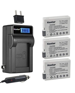 Kastar 3-Pack LP-E8 Battery and LCD AC Charger Compatible with Canon LP-E8 LPE8 Battery, Canon LC-E8 LC-E8E Charger, Canon EOS Kiss X5, EOS Kiss X6 Digital Cameras, Canon Camera Grip BG-E8