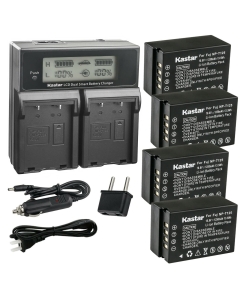 Kastar 4-Pack Battery and LCD Dual Fast Charger Compatible with Fujifilm NP-T125 NPT125 Battery, BC-T125 Charger, Fujifilm GFX 50S GFX50S GFX 50R GFX50R GFX 100 GFX100 Camera, Fujifilm VG-GFX1 Grip