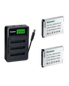 Kastar 2-Pack Battery with LZD3 USB Triple Charger Compatible with Panasonic DMW-BCK7, Lumix FH2 FH5 FH8 FH24 FH25 FH27 FP5 FP7 FP77 FS14 FS16 FS22 FS28 FS35 FX77 FX80 SZ1 TS20 TS30 Cameras