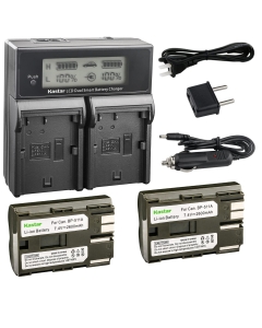 Kastar LCD Dual Fast Charger + 2 x Battery for Canon BP-511, BP-511A, BP511, BP511A & EOS 5D, 10D, 20D, 30D, 40D, 50D, Digital Rebel 1D, D60, 300D, D30, Kiss Powershot G5, Pro 1, G2, G3, G6, G1, Pro90