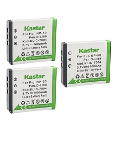 Kastar FNP-50 Battery 3-Pack Replacement for Fujifilm NP-50, NP-50A Battery, BC-50, BC-45W Charger, Fujifilm Instax Share SP-3 Smartphone Portable Wireless Mobile Printer