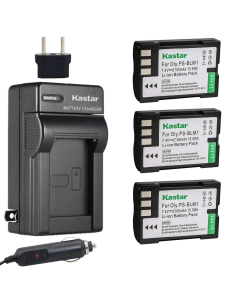 Kastar Battery (3-Pack) and Charger Kit for Olympus BLM-1, BLM-01, PS-BLM1 Work for Olympus C-5060, C-7070, C-8080, E-1, E-3, E-30, E-520, EVOLT E-300, E-330, E-500, E-510 Cameras