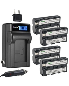Kastar 4-Pack NP-F570 Battery and LCD AC Charger Compatible with CCD-TRV95 CCD-TRV97 CCD-TRV98 CCD-TRV99 DSC-CD100 DSC-CD250 DSC-CD400 DSC-D700 DSC-D770 CRX10U CVX-V18NS